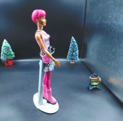pink hair fashion doll side